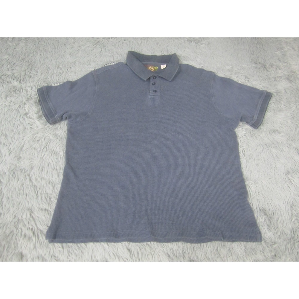 Caribbean Polo Shirt‎ Mens XL Blue Gray Short Sleeve Casual Silk Blend
